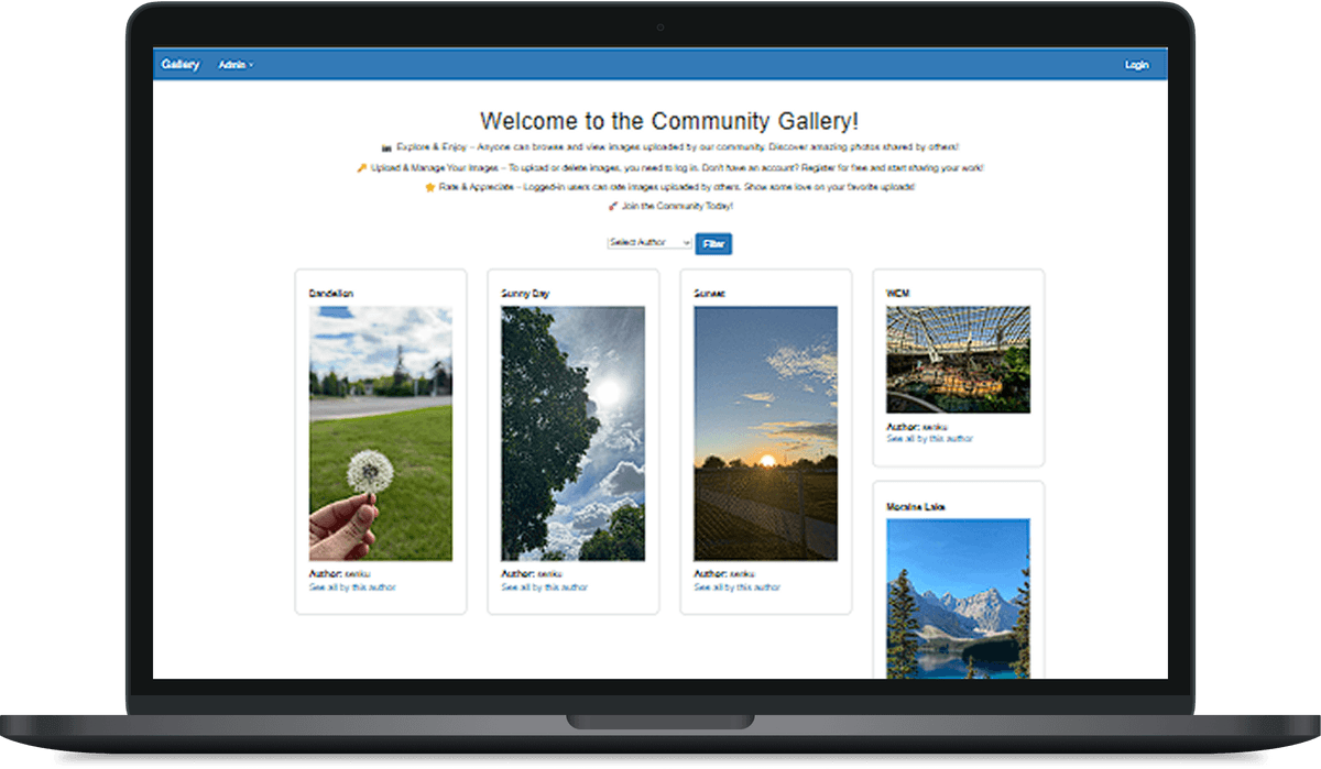 Screenshot of Community Gallery project